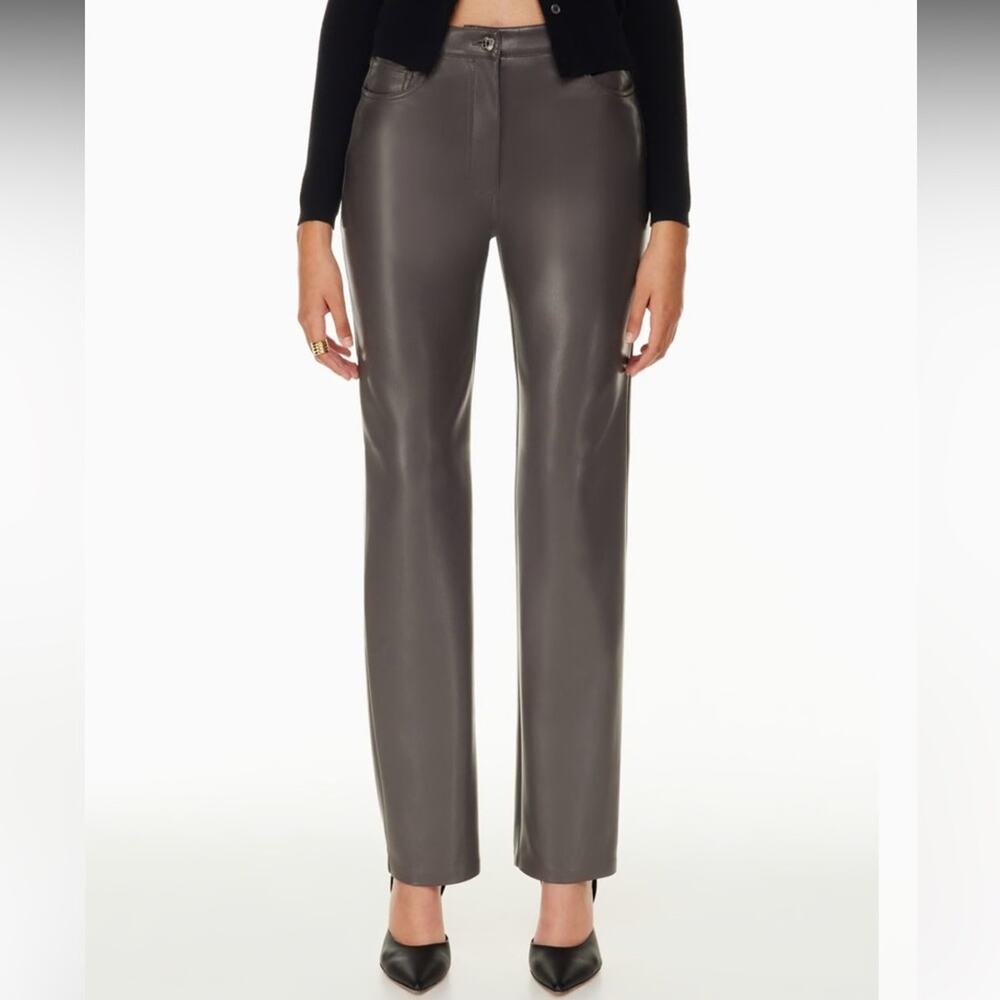 Aritzia Wilfred The Melina Faux Leather Pants Women Size 4 Straight Leg Grey
